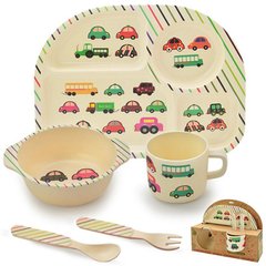 Бамбуковая посуда для детей – Машинки – 5 предметов, 2773-12