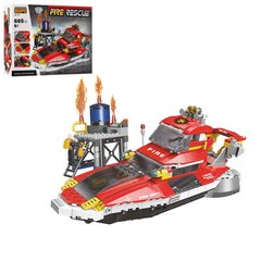 Конструктор крутий пожежний катер із сюжетом гасіння пожежі в морі - 665 деталей