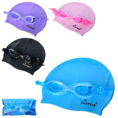 Фото товара - Набор для плавания и ныряния - очки + шапочка ,  D25637