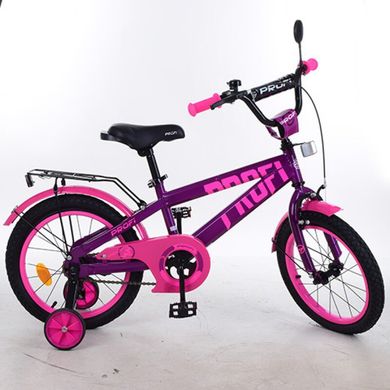 Дитячий двоколісний велосипед PROFI 16 дюймів для дівчинки фіолетово - рожевий, T16174 Flash,  T16174