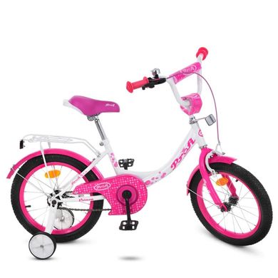 Фото товару Дитячий двоколісний велосипед PROFI 16 дюймів для дівчинки - біло-рожевий, Princess,  Y1614