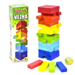 Настольная Игра Башня или Дженга - цветные деревянные блоки, Fun Game 7362