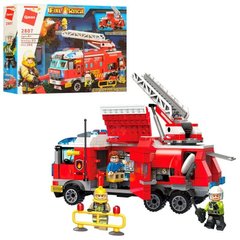 Конструктор Пожарный, большая пожарная машина, пожарные спасатели, 366 деталей, копия лего Qman 2807