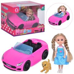 Кукла (девочка) в наборе с кабриолетом и собачкой, Defa 55854