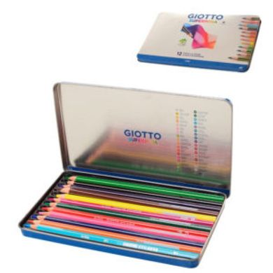 Фото- Giotto 1101-46 Набір кольорових олівців 12 шт в металевому пеналі, Giotto 1101-46 у категорії Олівці, фарби, фломастери