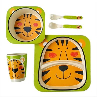 Фото товару Набір посуду Тигр з бамбукового волокна Тигр, бамбукова посуд для дітей,  2770-25
