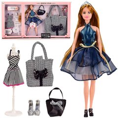 Куклы - фото Шарнирная Кукла Эмили в синем платье с сумочкой и аксессуарами  - заказать по низкой цене Куклы в интернет магазине игрушек Сончик