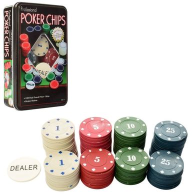 Набор для игры в покер (маленький), железная коробка, PR25520-1