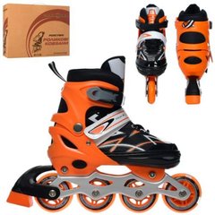 Роликовые коньки - фото Роликовые коньки раздвижные (35-38 размер), светящееся колесо - черно-оранжевый