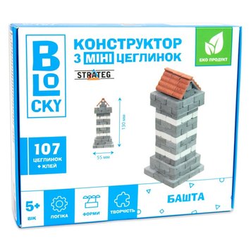 Strateg 31022 - Конструктор із цеглинок 107 блоків - сіра вежа