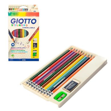 Фото товару Набір кольорових олівців 10 шт в гумкою, все в одному, Giotto 256800, 1 Вересня 256800