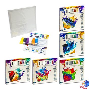 Идейка FA-01, FLUID ART 5 - Надор для малювання фарбами FLUID ART | барвиста терапія