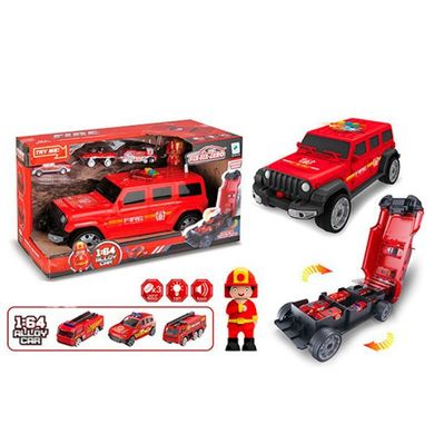 Машина джип контейнер-гараж пожарный, машинки 3 шт 660-A256,  660-A256