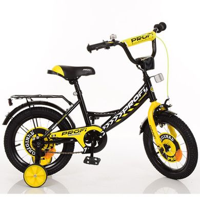 Детский двухколесный велосипед для мальчика PROFI 14 дюймов черный с желтым, Y1443 Original boy,  Y1443