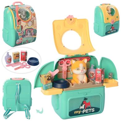 Игровой набор в рюкзаке с котенком ил собачкой - салон для животных "груминг",  008-967A