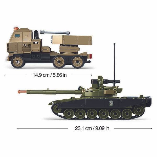 Военная техника - танк, РСЗО и солдатики - конструктор из 579 деталей -  Sluban 1259 sl - изображение