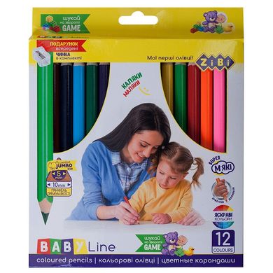 Фото товару Набір кольорових олівців 12 шт в коробці з точила, Jumbo ZB.2452,  ZB.2452