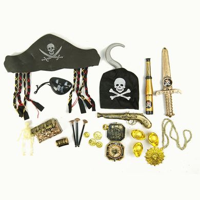 Набор пирата - с треуголкой, как у Джека Воробья, подзорной трубой, сокровищами,  ZP2626