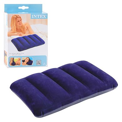 Фото товара - Надувная походная подушка с велюровым покрытием, синяя, INTEX 68672