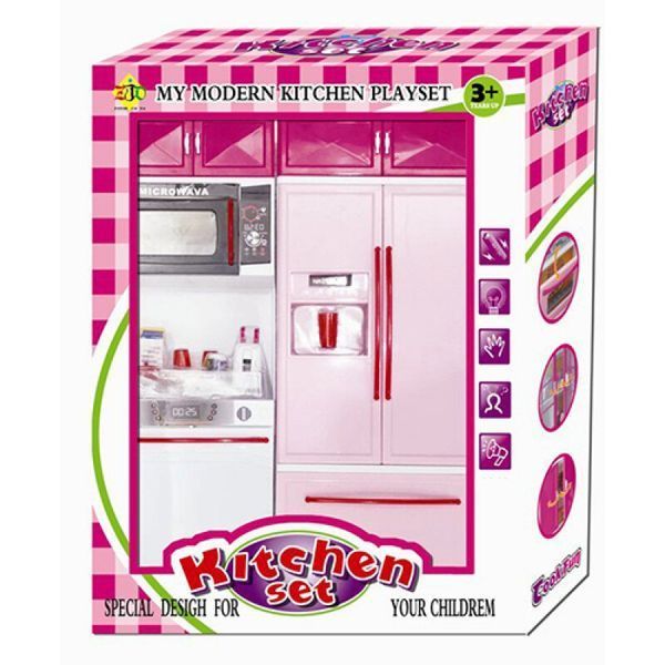 Игровой набор - Мебель&nbsp;Кухня 25х33&nbsp;см, посуда, продукты, холодильник, звук, свет -   6610-9-11 - изображение