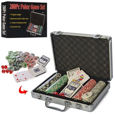 Фото товара - Набор для игры в покер в кейсе на 200 фишек,  M 2779