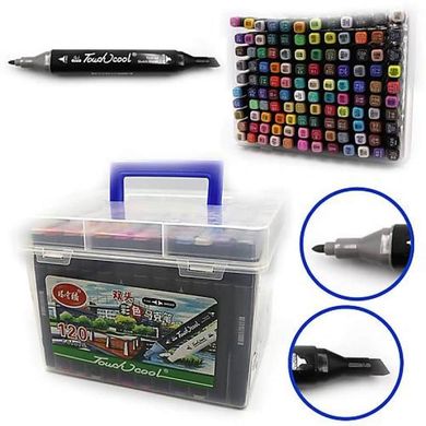 Фото товару Професійний набір скетч маркерів, 120 кольорів, в чохлі, 2 наконечника,  DSCN0229-120