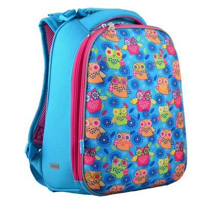 1 Вересня 554476 - Ранець (рюкзак) - каркасний шкільний для дівчинки рожевий - блакитний Сови - YES H-12-1 Owl, 1 вересня 554476