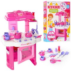 Игровой набор Детская Кухня, духовка, мойка, посуда, звук, свет, кухня розовая для девочки, 008-26