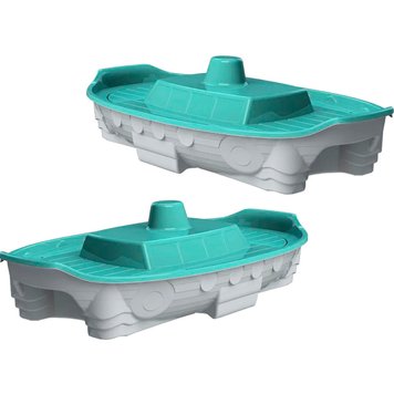 Долоні  03355/4 - Пісочниця для ігор з піском у вигляді човна, поставляється з кришкою, колір біло-блакитний, довжина 1,4 м