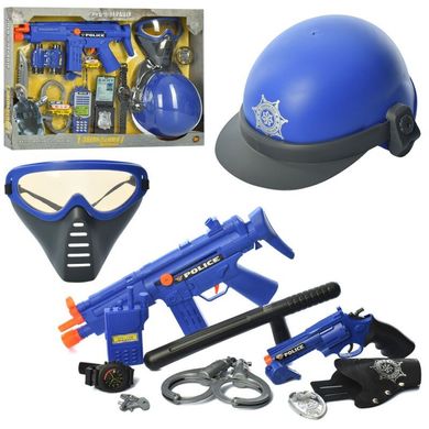 Детский игровой набор полицейского - маска, автомат, каска, 33710-33730