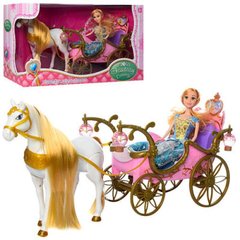 Кареты, лошадки - фото Подарунковий набір Кукла з каретою і конем рожева ходить, 252A  - замовити за низькою ціною Кареты, лошадки в інтернет магазині іграшок Сончік