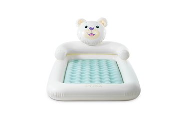 INTEX 66814 - Надувне дитяче ліжко - велюровий матрац одномісний з мордочкою ведмедика + насос