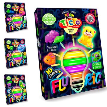 Danko Toys FLUORIC 10 - Набір тесту для ліплення неонові кольори, світиться в темряві