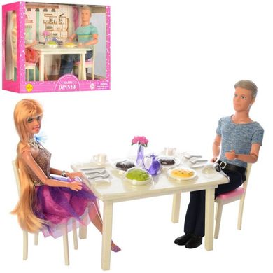 Фото-  8387-BF Набір ляльок сім 'я - лялька і кен у кафе, стіл, посуд, аксесуари, серія ляльо у категорії Ляльки