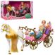 Кареты, лошадки  Подарунковий набір Кукла з каретою і конем рожева ходить, 252A